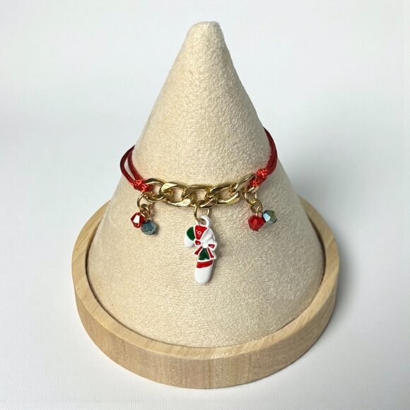 Christmas Cane Ribbon Bracelet - Picture 3 of 4